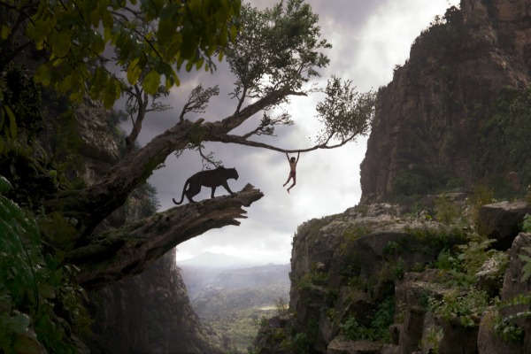 Neel Sethi with Bagheera in a still from The Jungle Book